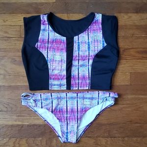 Swim du Soleil Two Piece Multi-Color Swim Suit